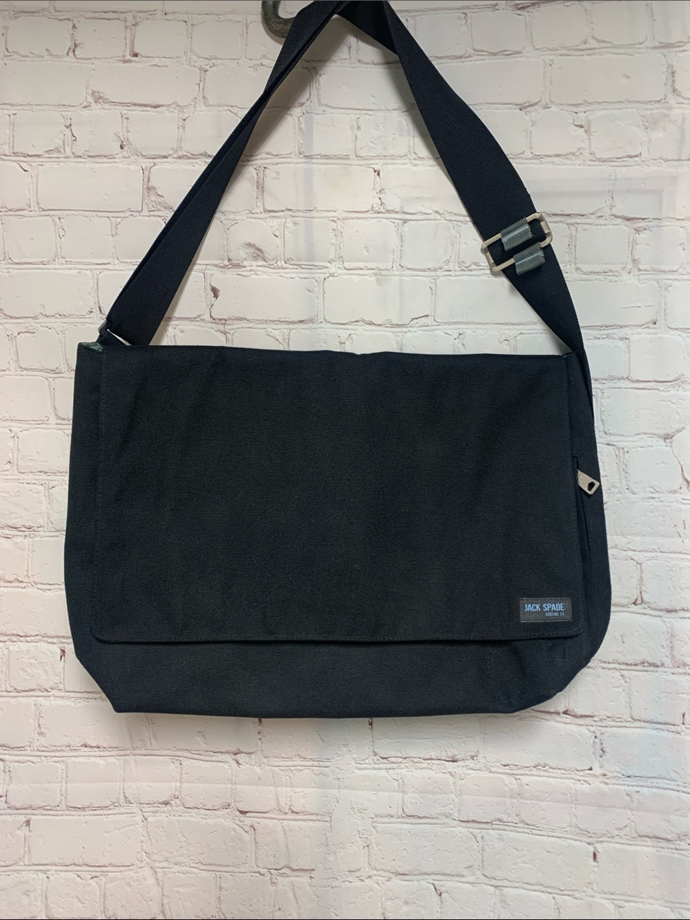 Jack Spade Black Canvas Messenger Bag with Adjustable Strap